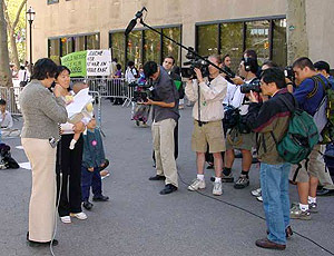 A Family Rescue press conference held outside the UN building in New York City.