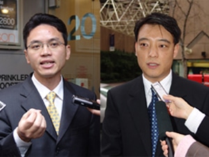 Former Chinese offi cials Mr. Chen Yonglin (left) and Mr. Hao Fengiun (right) are two of five individuals who publicly defected from the Chinese government in June 2005.