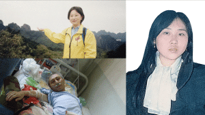 Pictured are three Falun Gong practitioners harassed or arrested during January-June 2023. Three Falun Gong practitioners harassed or arrested in 2023. Top left: Ms. Ying Yu from Shanghai was arrested for the sixth time on April 4, 2023, for possessing a flash drive containing information about Falun Gong. Bottom left: Mr. Tian Haitao, former IT technician at Fujin City Agricultural Bank in Heilongjiang Province, was refused his retirement benefits in May 2023. Right: Ms. Liu Chunxia, a former engineer in Xi’an City, Shaanxi Province, was seized at work on May 6, 2023, thirteen days before the inaugural China-Central Asia Summit was to be held in Xi’an. Communist Party leader Xi Jinping was scheduled to attend.