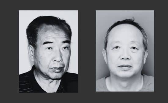 John Chen (left) and Li Ping (right), two naturalized U.S. citizens, were sentenced to prison in November 2024 for conducting transnational repression operations targeting Falun Gong practitioners in the United States. Their actions included intelligence gathering for the CCP and a bribery scheme involving Shen Yun Performing Arts. (Sources: Radio Free Asia, Pinellas County Sheriff’s Office)